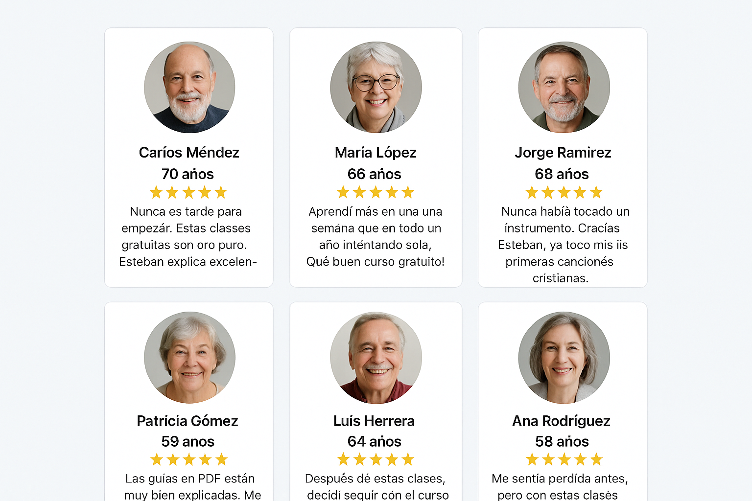 Testimonios de estudiantes del curso de piano